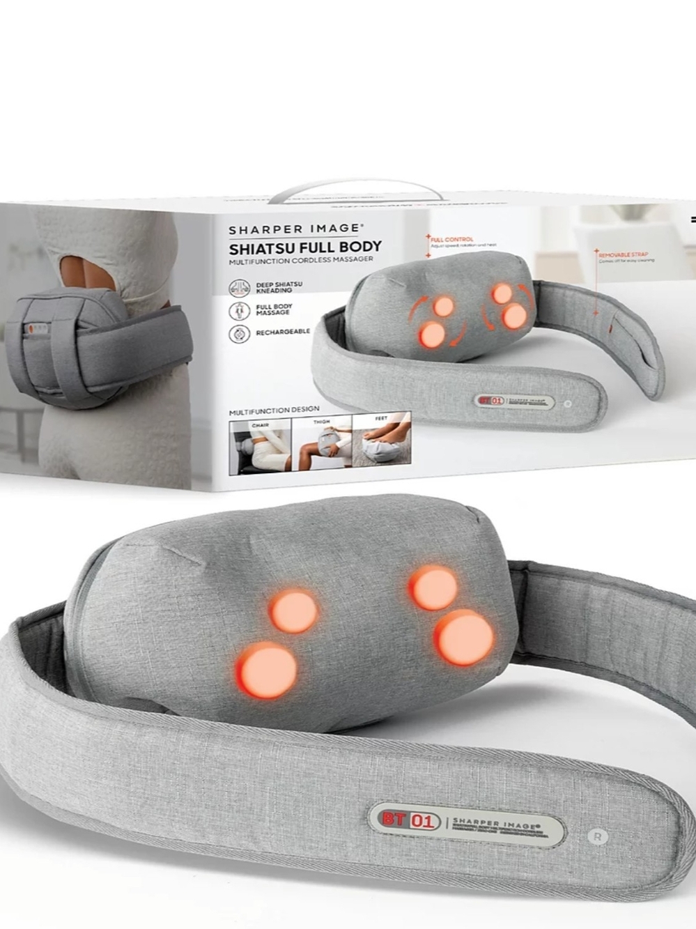Sharper Image Gray Shiatsu Full-Body Cordless Massager with Heat Nodes. No Box